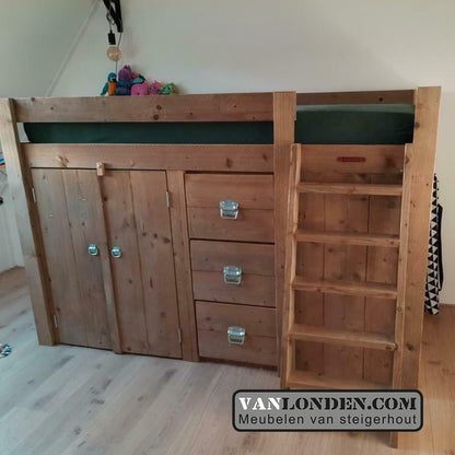 Steigerhouten hoogslaper Bram