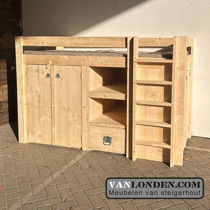 Steigerhouten hoogslaper Bram