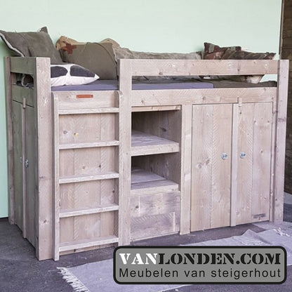 Steigerhouten hoogslaper Bram