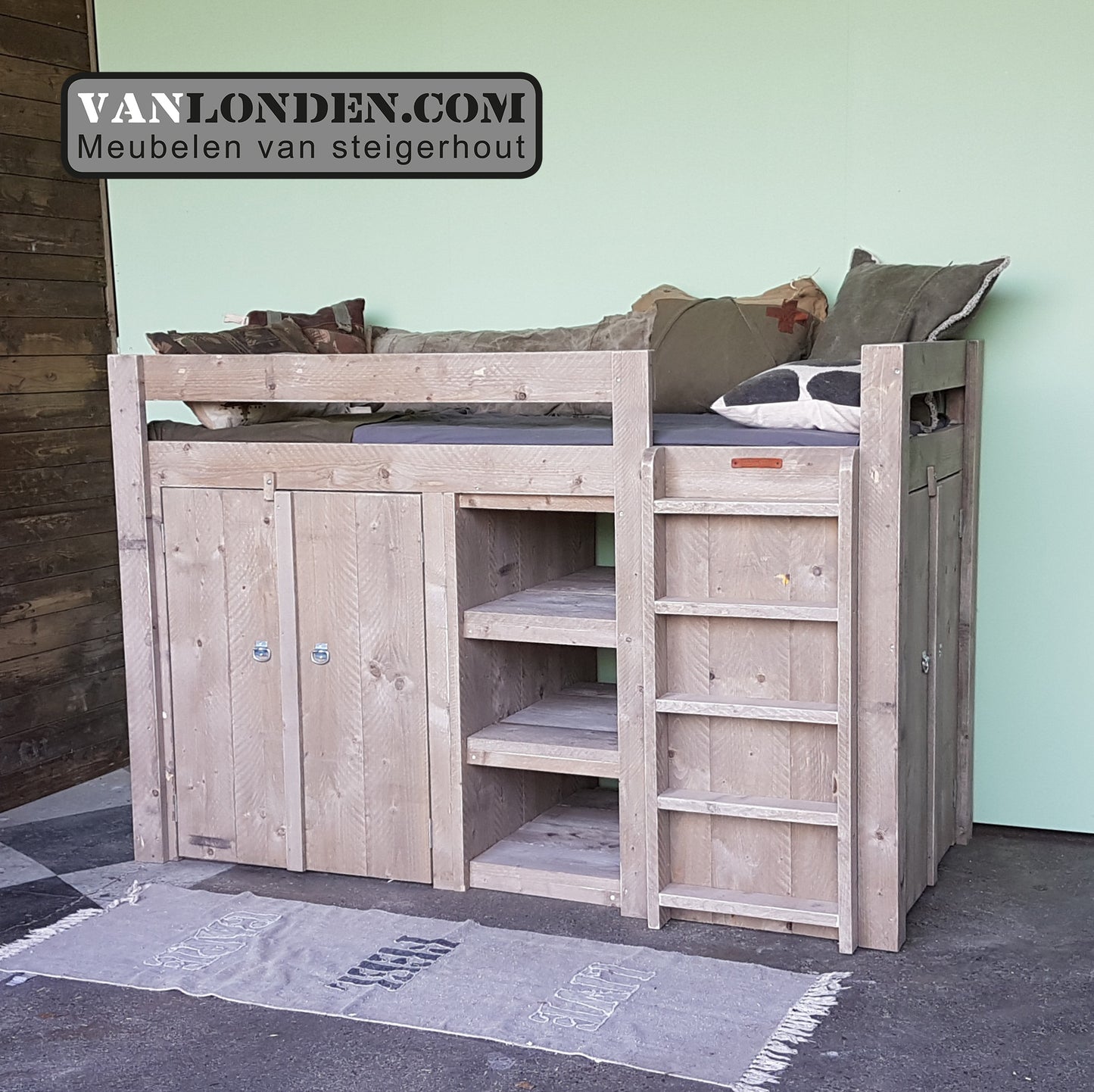 Steigerhouten hoogslaper Bram