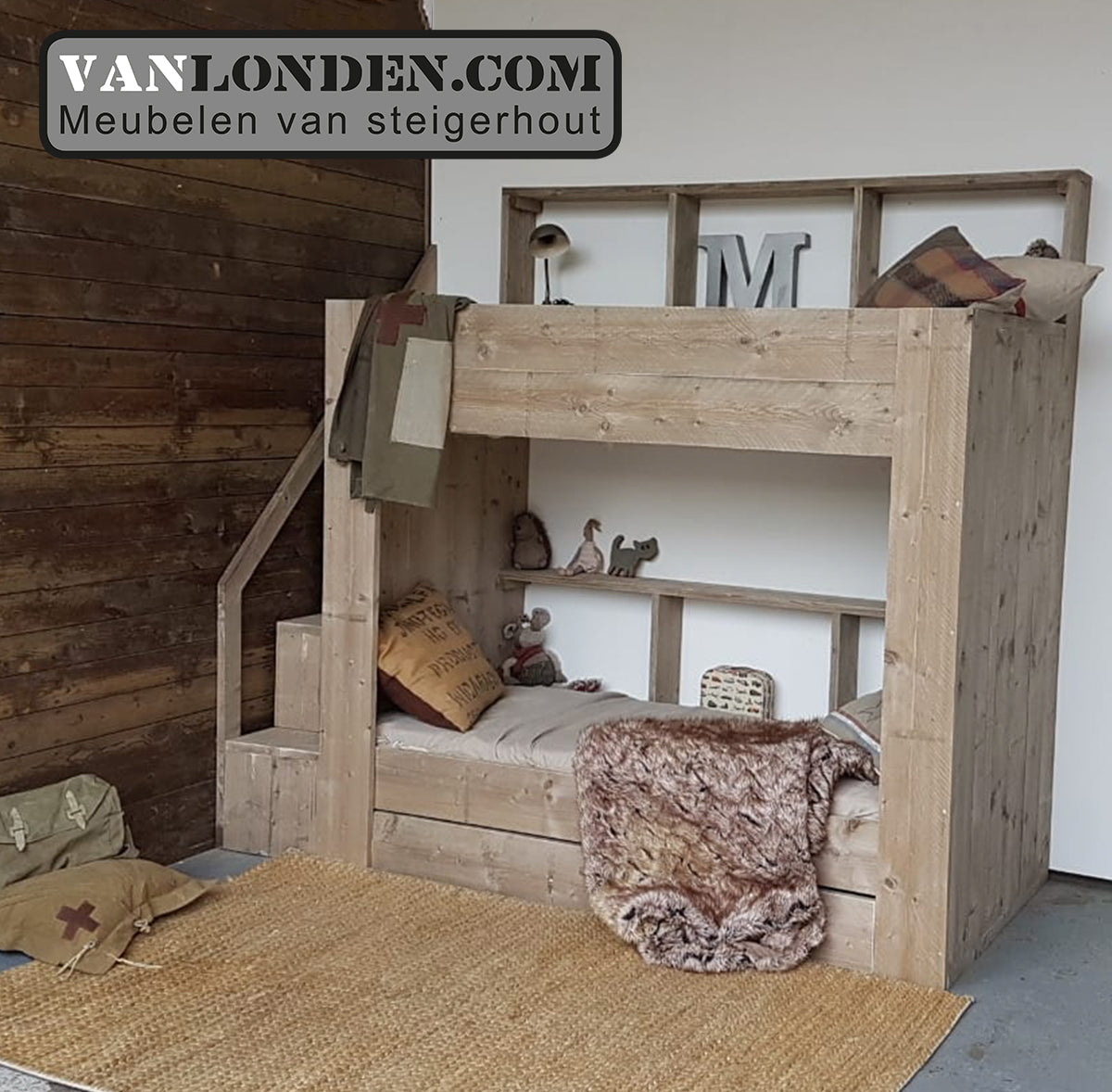 Steigerhouten hoogslaper Famke