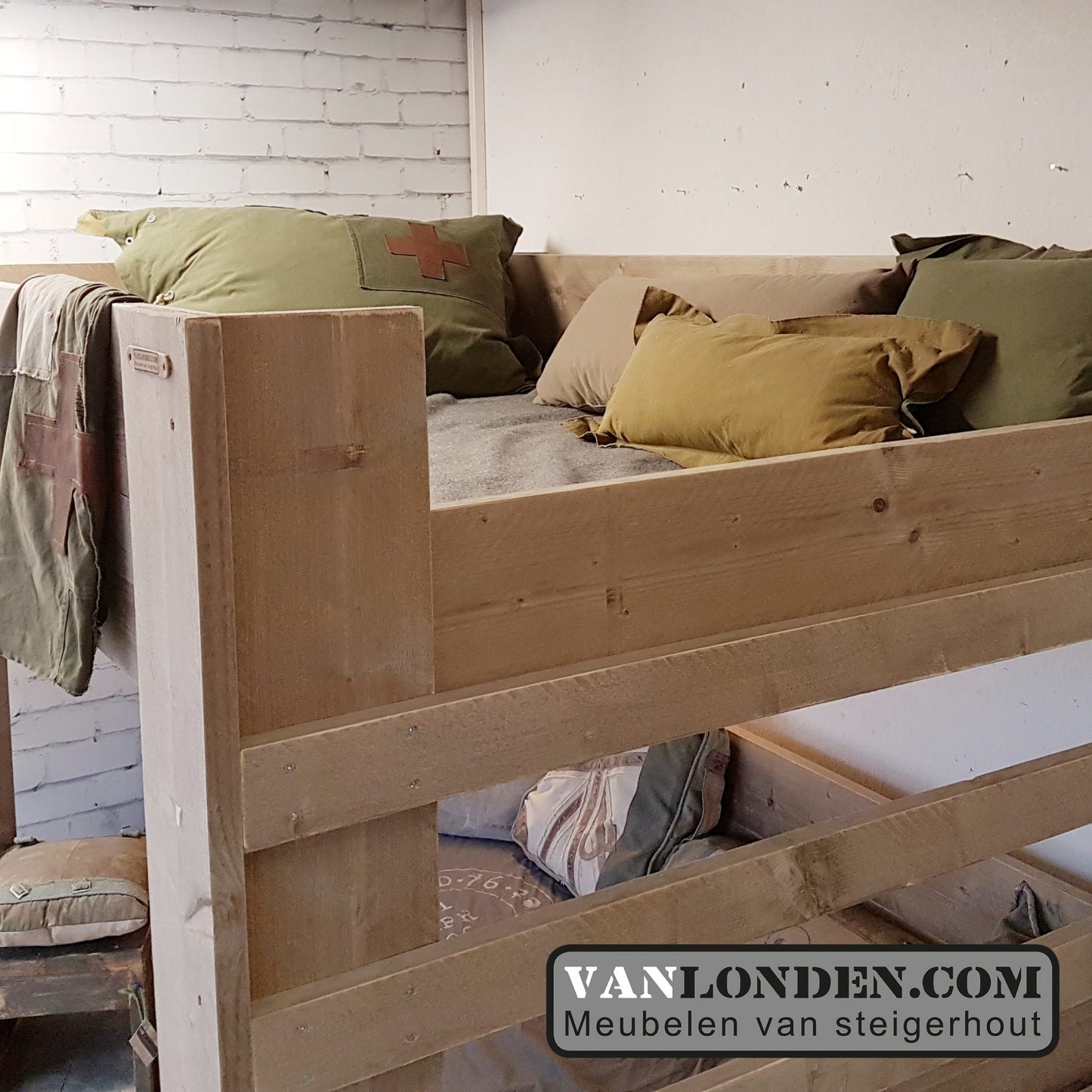 Steigerhouten tweepersoons hoogslaper Olivia