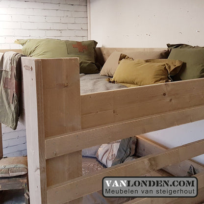 Steigerhouten tweepersoons hoogslaper Olivia