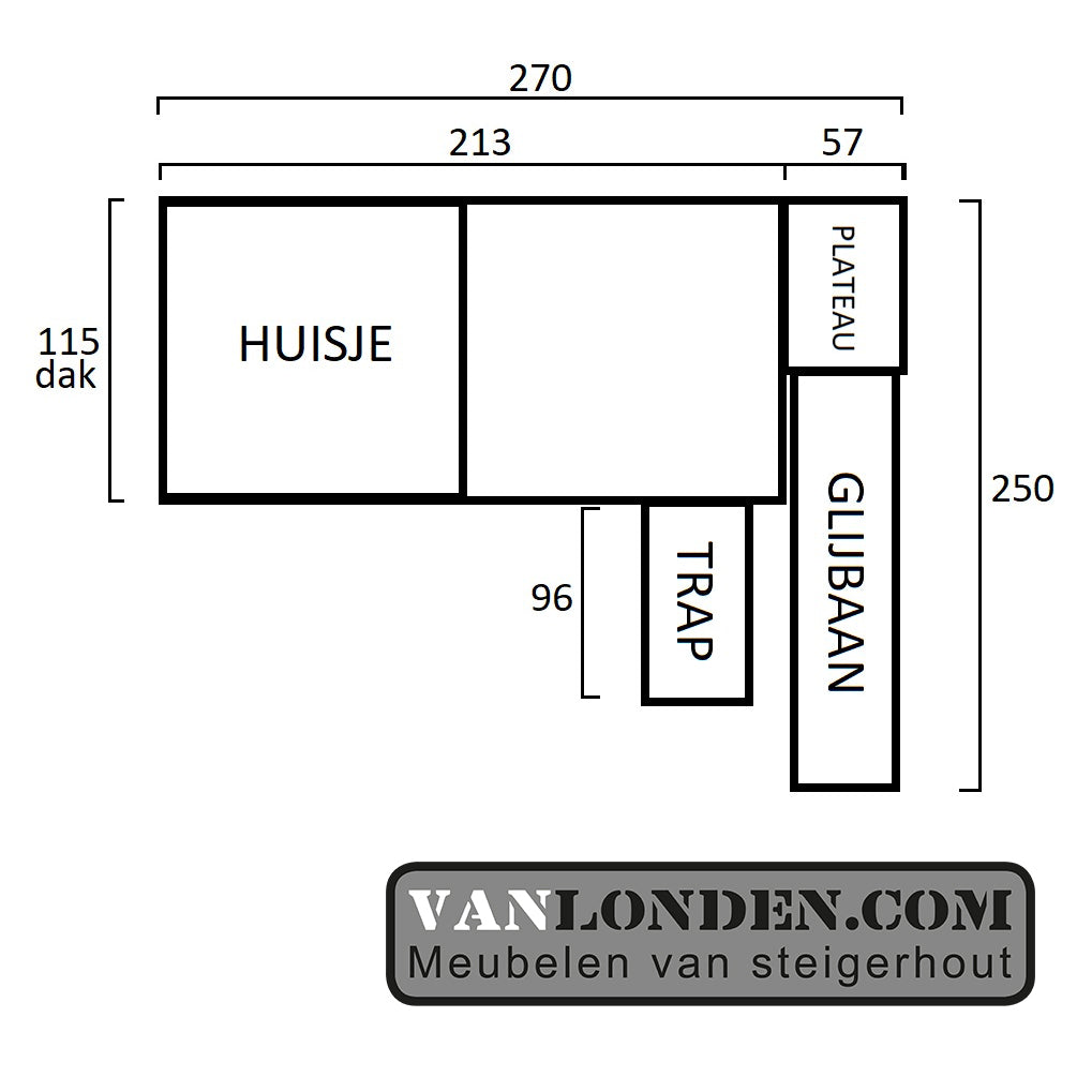 Steigerhouten huisjesbed Danae