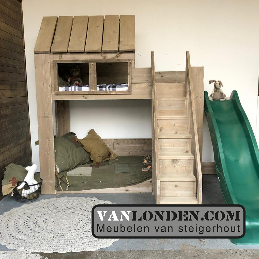 Steigerhouten huisjesbed Danae
