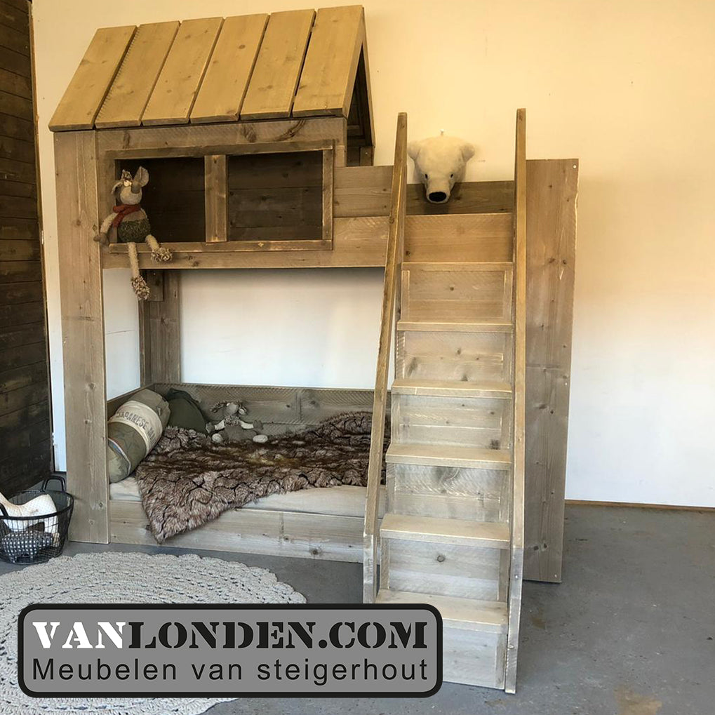 Steigerhouten huisjesbed Danae