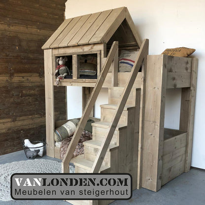 Steigerhouten huisjesbed Danae