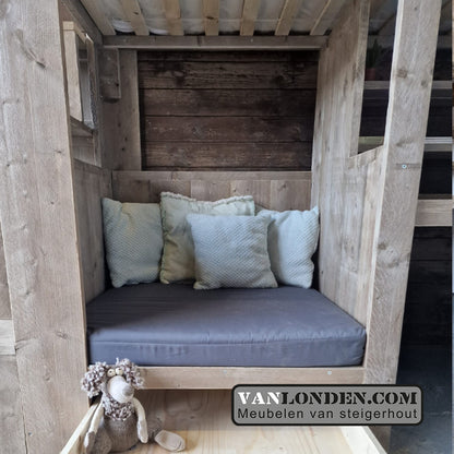 Steigerhouten hoogslaper met bureau Alicia