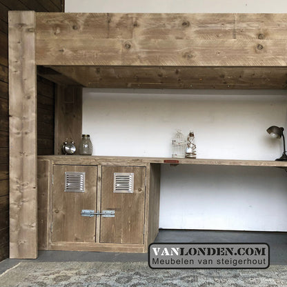 Steigerhouten hoogslaper met bureau Ronan