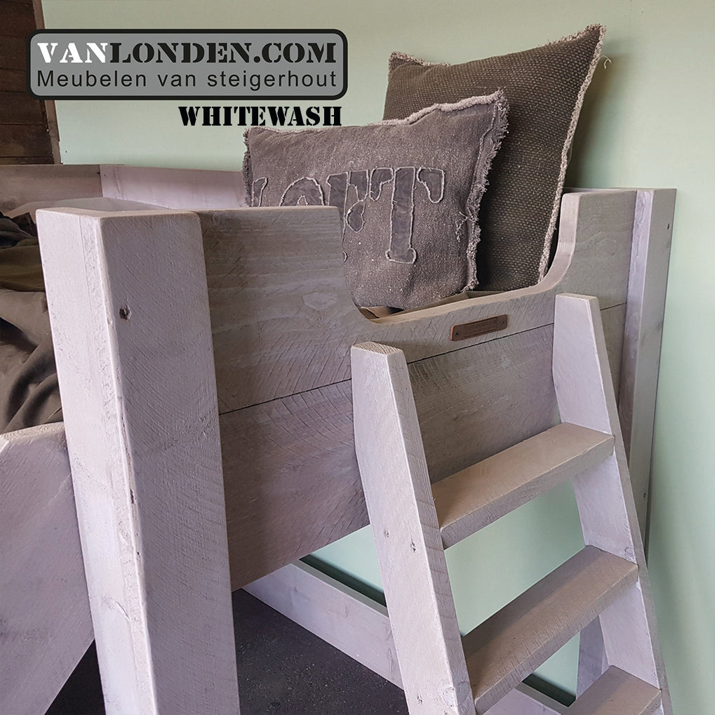 Steigerhouten hoogslaper met glijbaan Lieke