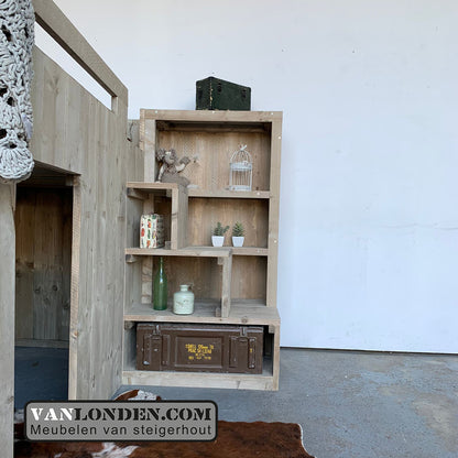 Steigerhouten hoogslaper met kast Josje