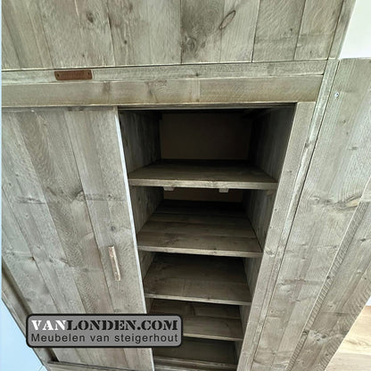 Steigerhouten hoogslaper met kast Wicky