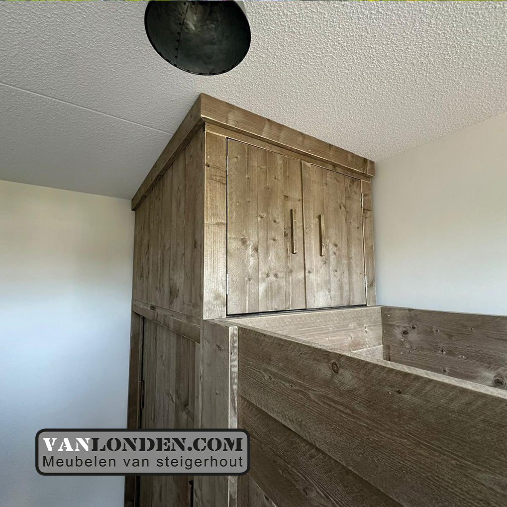 Steigerhouten hoogslaper met kast Wicky