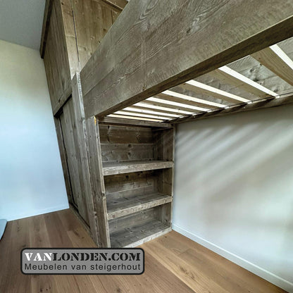 Steigerhouten hoogslaper met kast Wicky