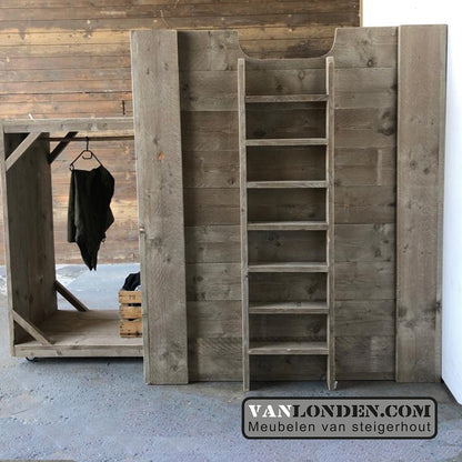 Steigerhouten hoogslaper met kasten Jake