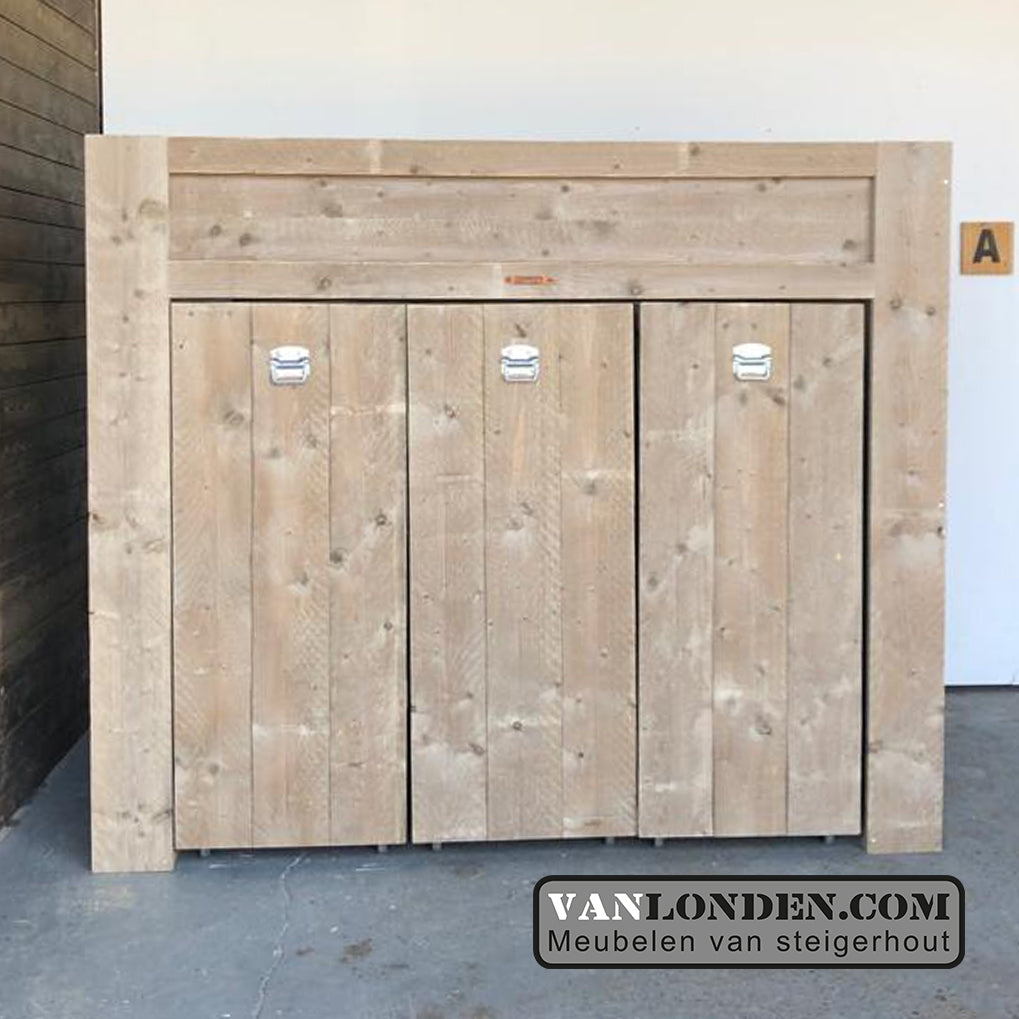 Steigerhouten hoogslaper met kasten Jake