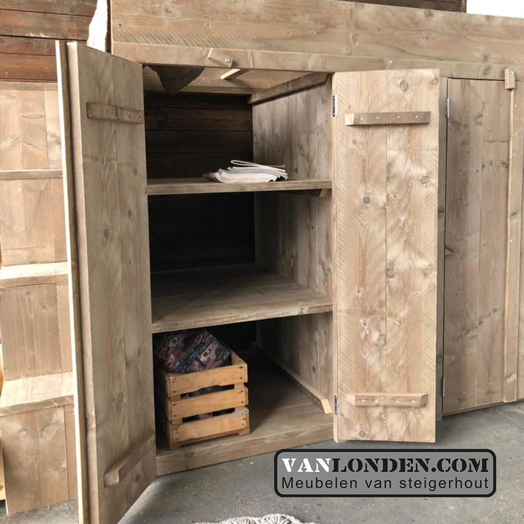 Steigerhouten hoogslaper met kasten en trapkast Karel