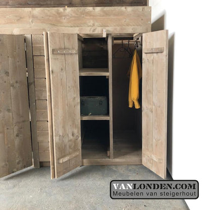 Steigerhouten hoogslaper met kasten en trapkast Karel