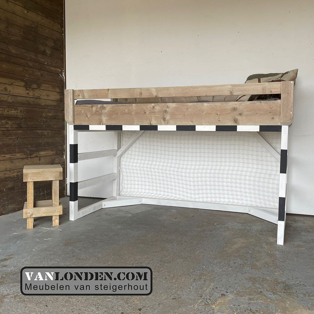 Steigerhouten hoogslaper voetbalgoal bed Ronaldo