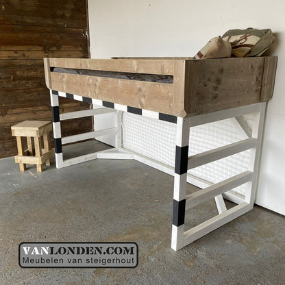 Steigerhouten hoogslaper voetbalgoal bed Ronaldo