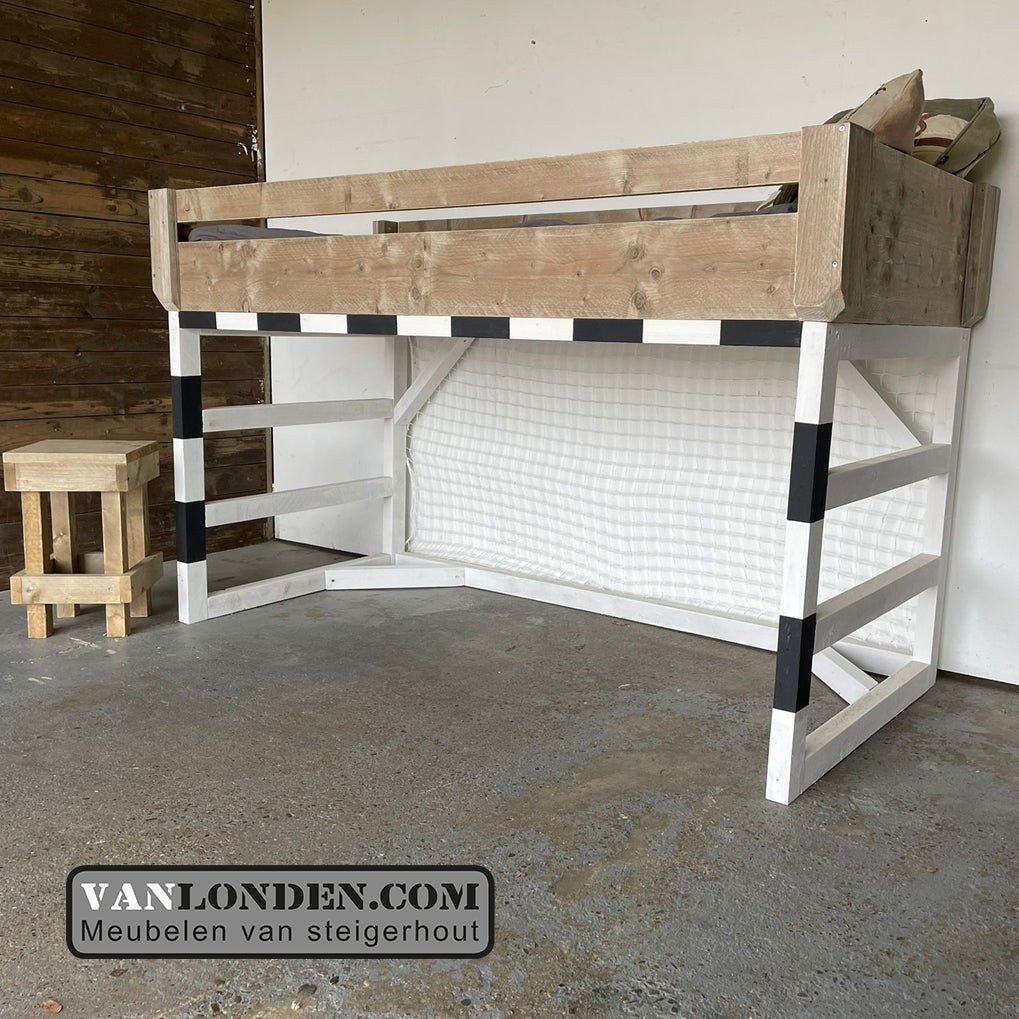 Steigerhouten hoogslaper voetbalgoal bed Ronaldo