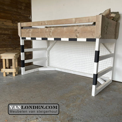 Steigerhouten hoogslaper voetbalgoal bed Ronaldo