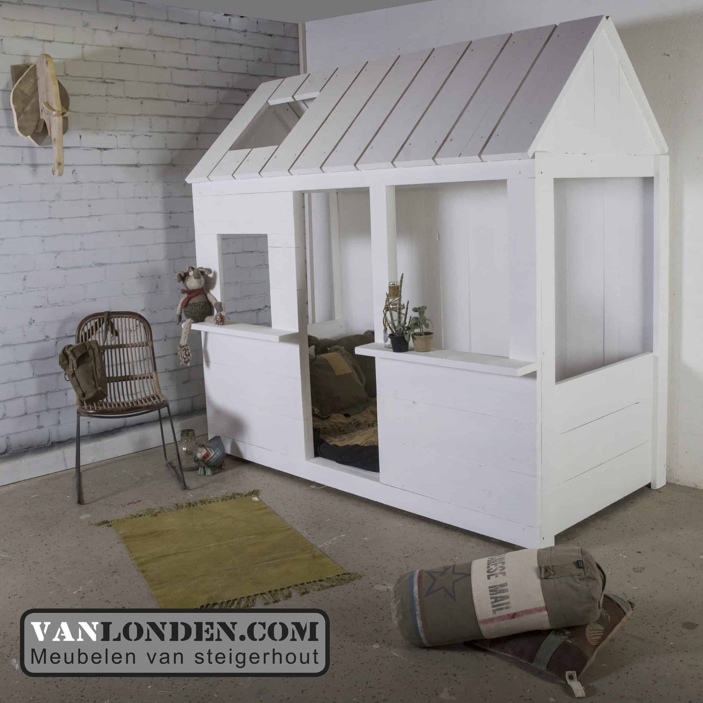 Steigerhouten huisjes-bed Isabel