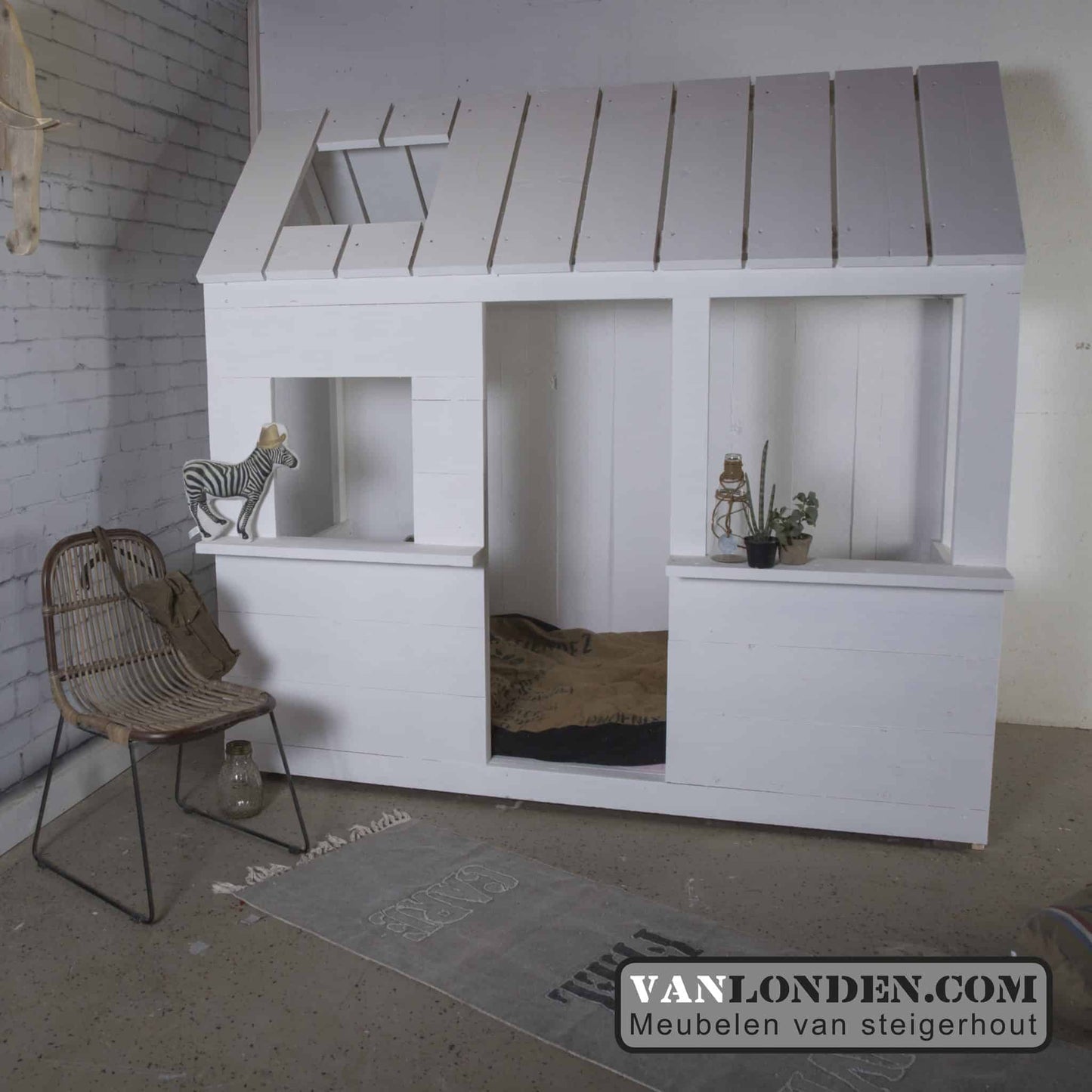 Steigerhouten huisjes-bed Isabel