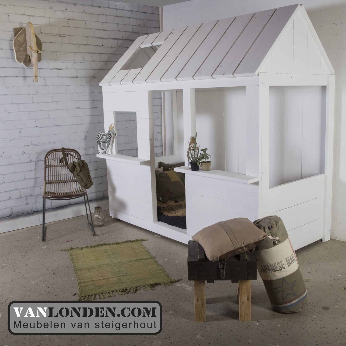 Steigerhouten huisjes-bed Isabel