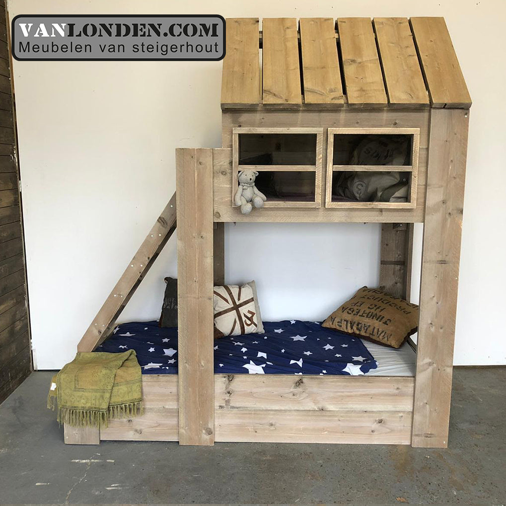 Steigerhouten huisjesbed Babette