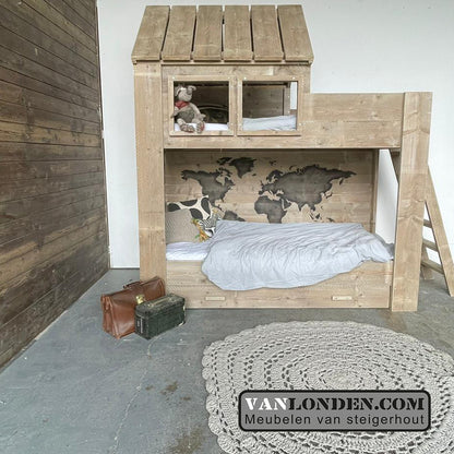 Steigerhouten huisjesbed Birgit