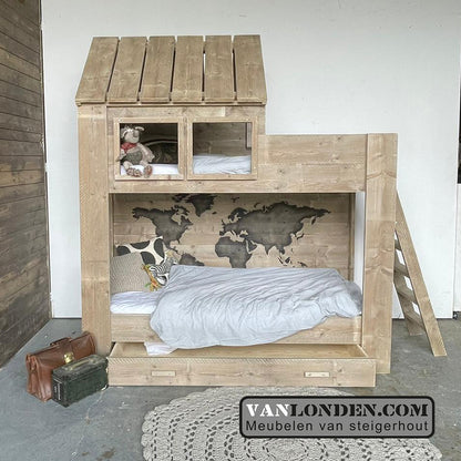 Steigerhouten huisjesbed Birgit