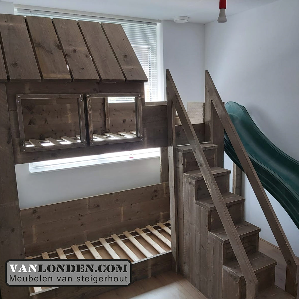 Steigerhouten huisjesbed Danae