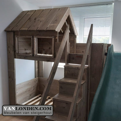 Steigerhouten huisjesbed Danae