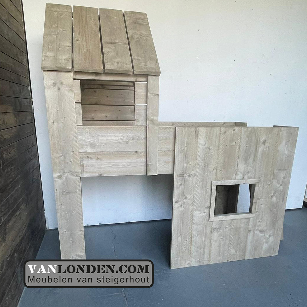 Steigerhouten huisjesbed Kaatje