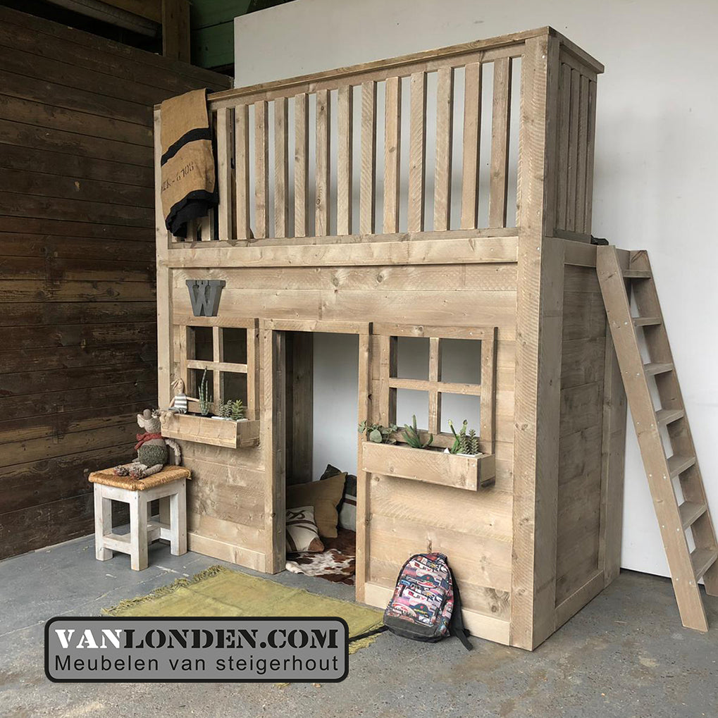 Steigerhouten huisjesbed New Orleans