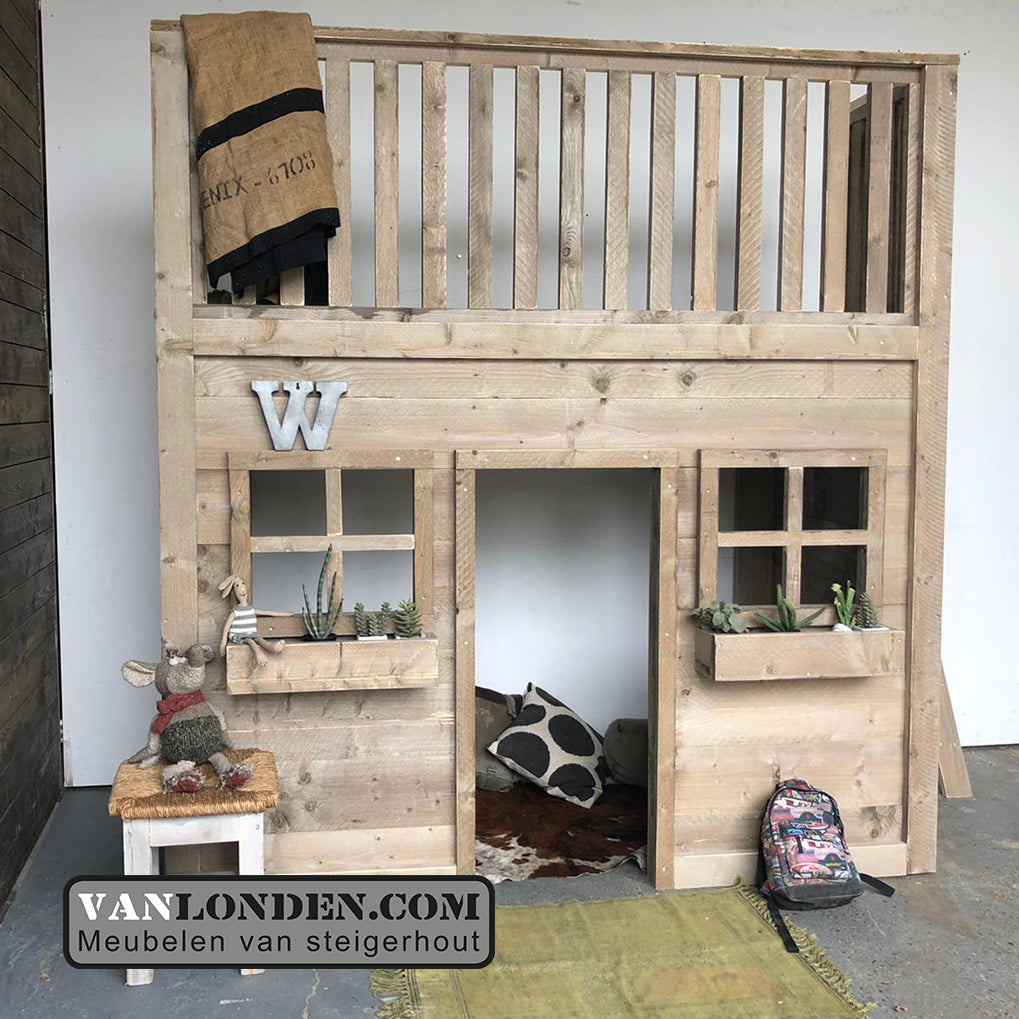 Steigerhouten huisjesbed New Orleans