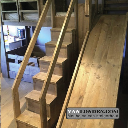 Steigerhouten huisjesbed halfhoogslaper Ronnie