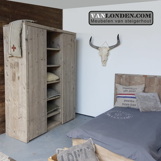 Steigerhouten kledingkast Margot