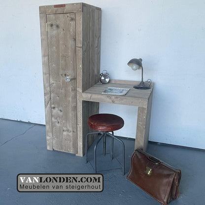 Steigerhouten kast met werkplek Beau