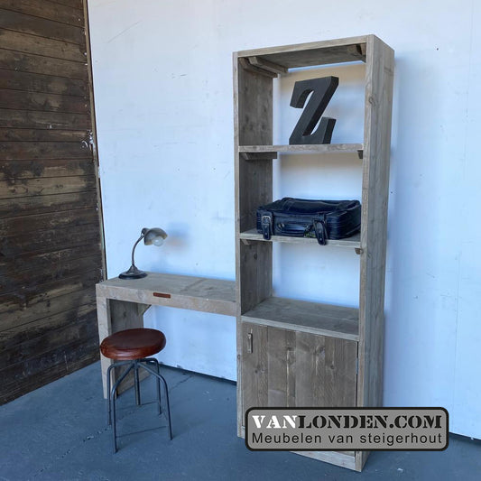 Steigerhouten kast met bureau Debbie
