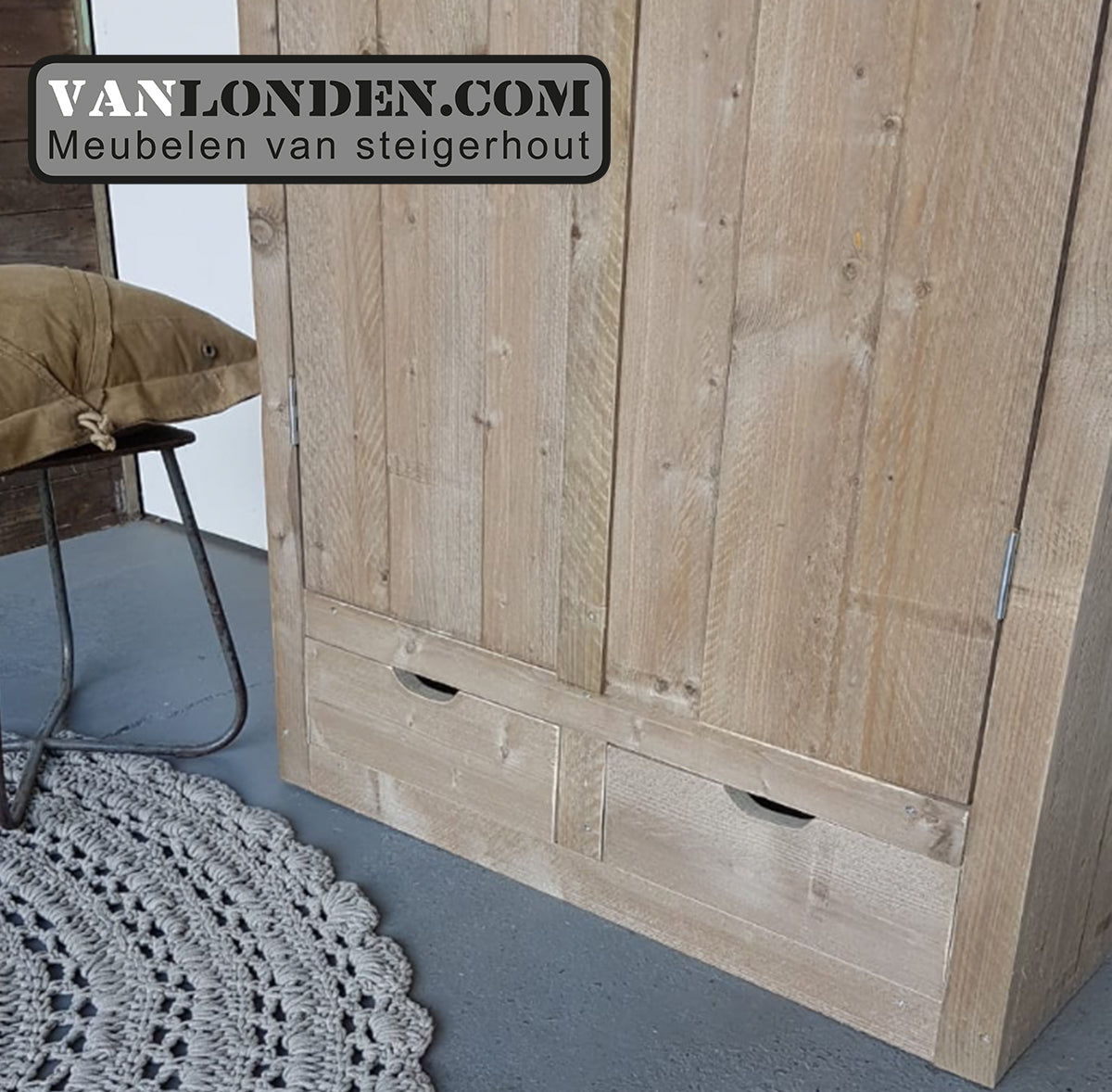 Steigerhouten kast met lades Alice