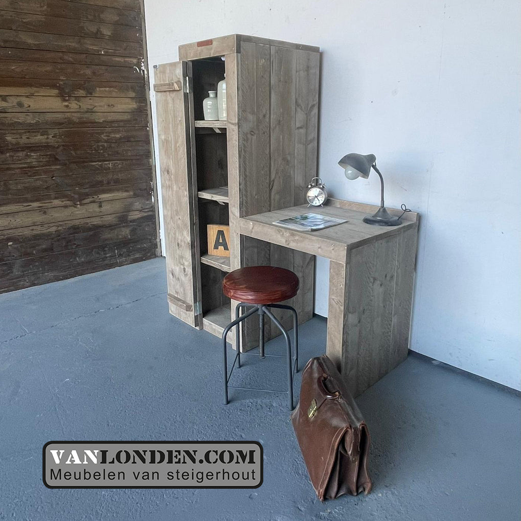Steigerhouten kast met werkplek Beau