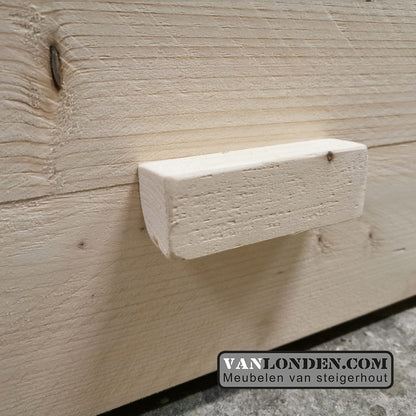 Steigerhouten bed met lade muis