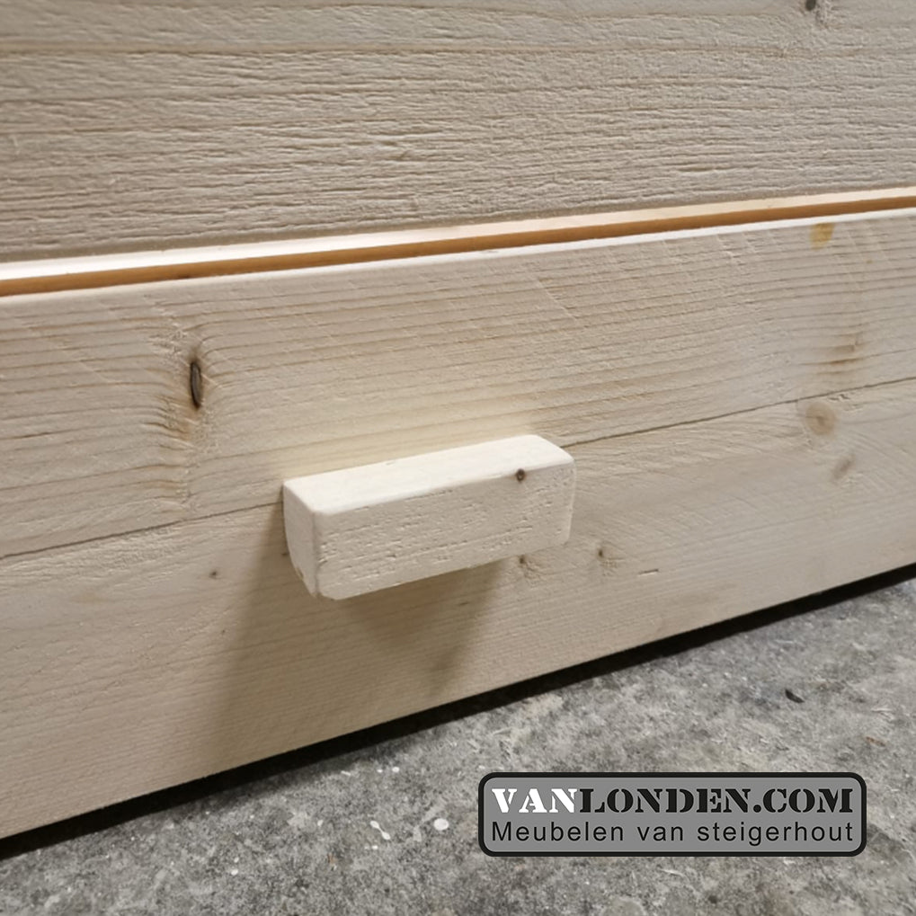 Steigerhouten bed met lade muis