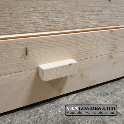 Steigerhouten bed met lade muis