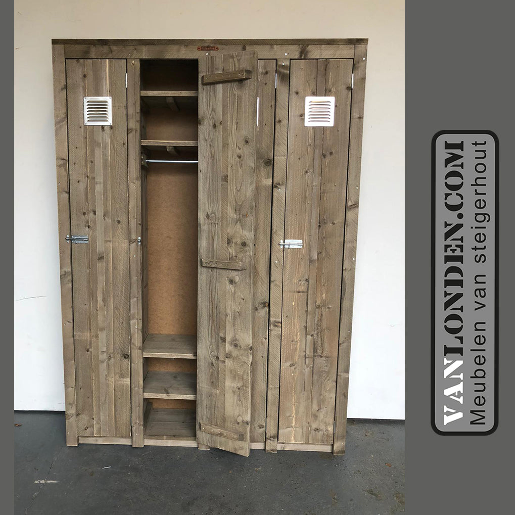 Steigerhouten lockerkast met roosters Julia