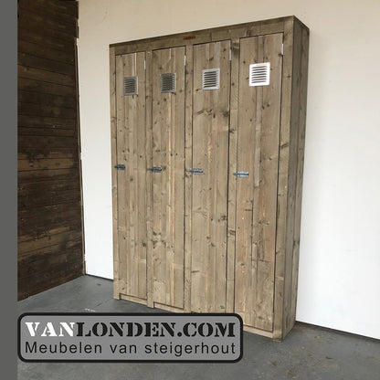 Steigerhouten lockerkast met roosters Julia