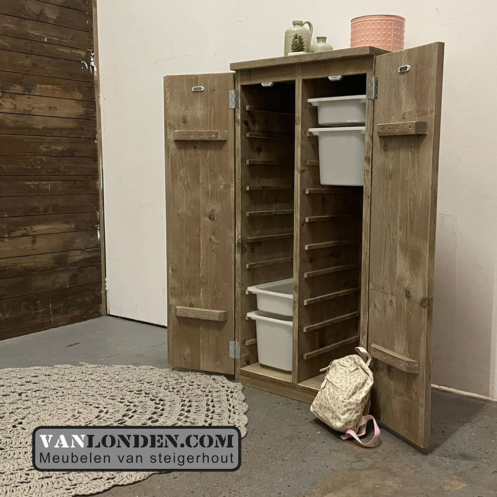Steigerhouten opbergkast Lenie