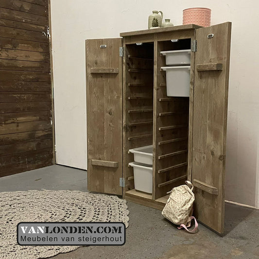 Steigerhouten opbergkast Lenie